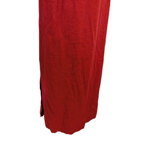 Vintage 90s Reitmans Linen Blend Shift Dress Red Long Sleeveless Classic Size 15 - Picture 4 of 12